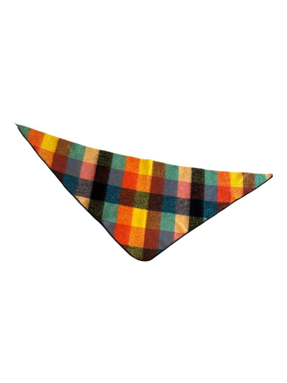 Multicolor Plaid Triangle Shawl Wrap Oversized Fuzzy Colorblock Blanket Scarf 75 - Picture 5 of 5